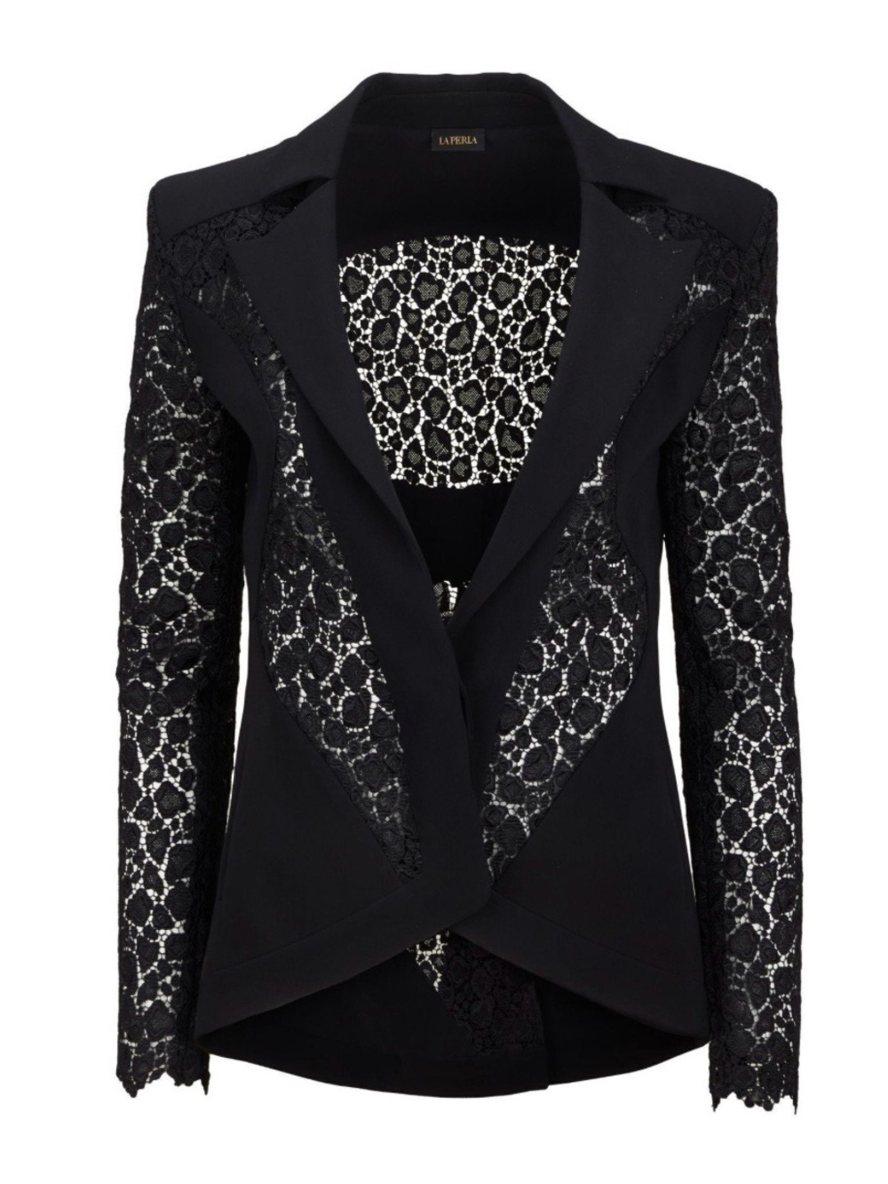 La Perla Black Lace-Inset Tailored Blazer